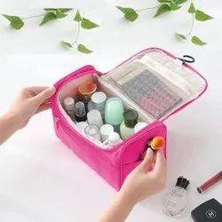 Multicolor Polyester Spacious Makeup Pouch, For Gift, Zipper