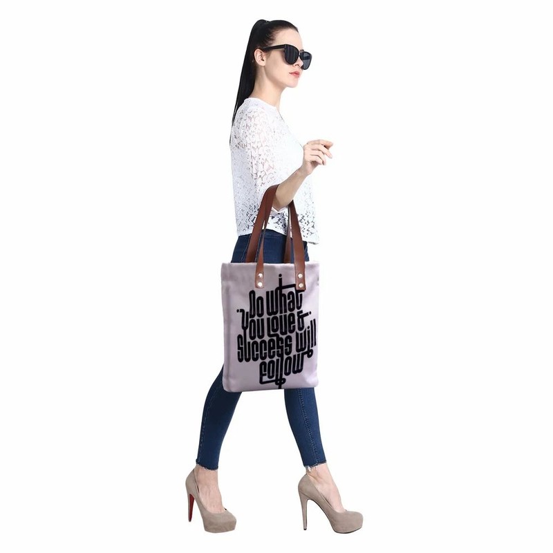 Printed PU Handle Astara Polycanvas Tote Bag