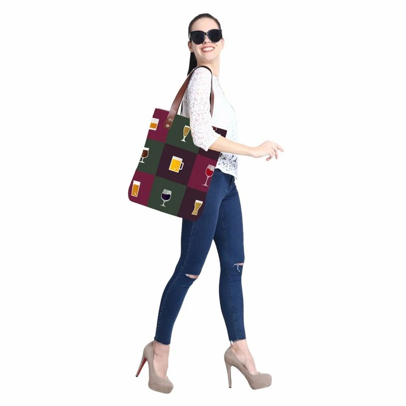 Printed PU Handle Astara Polycanvas Tote Bag