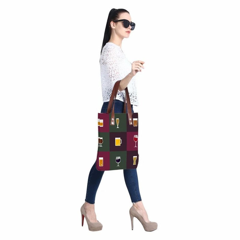 Printed PU Handle Astara Polycanvas Tote Bag