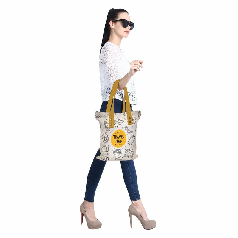 Printed PU Handle Astara Polycanvas Tote Bag
