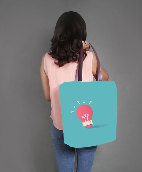 Printed PU Handle Astara Poly Canvas Tote Bag