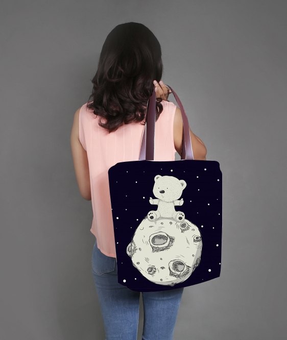 Printed PU Handle Astara Poly Canvas Tote Bag