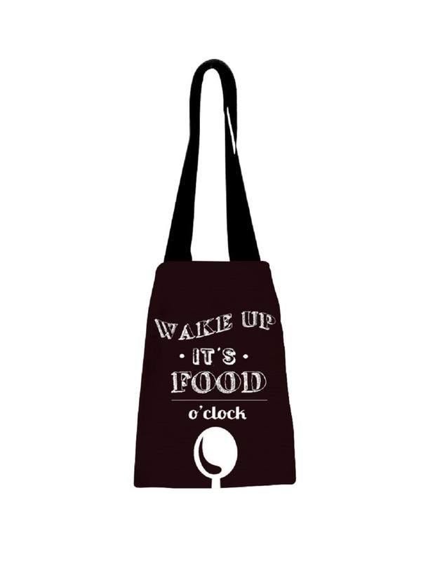 Printed Astara Black Canvas Lunch Bag