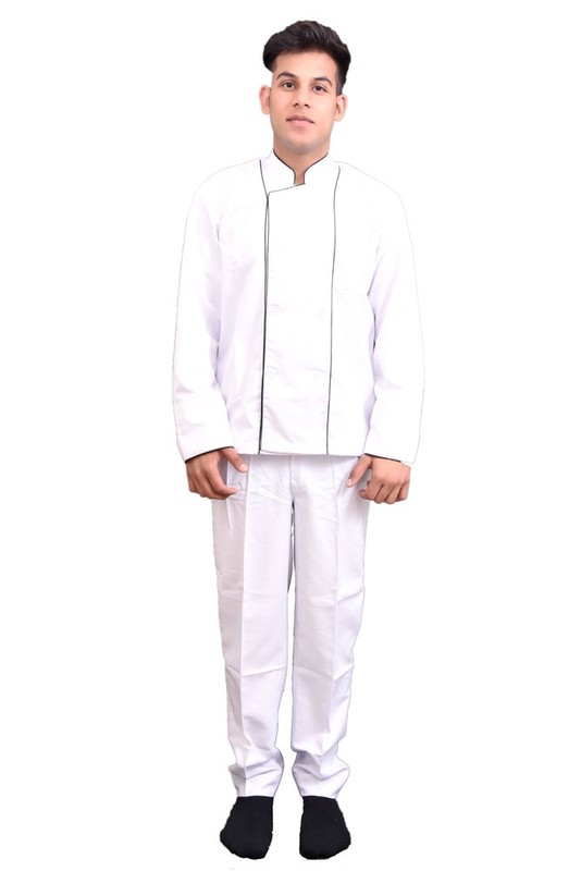 White Polyester Ara Waist Length Chef Coat, Packaging Type: Single Cellophane, Size: Medium