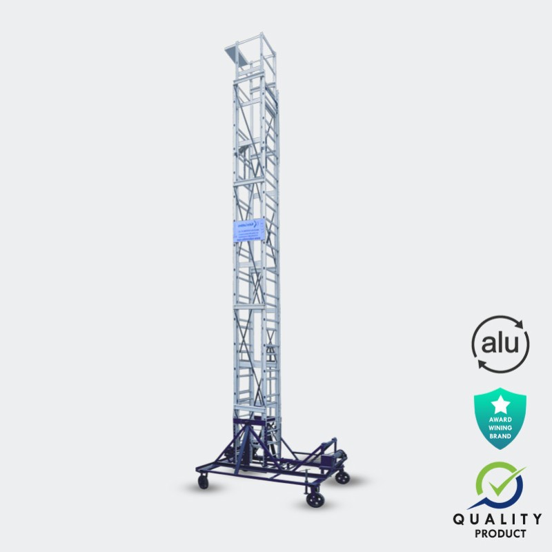 aluminium extendable tower wheel ladder model k 7015 height 15ft 15ft 4ft x 6ft fs 5ft t heavy 