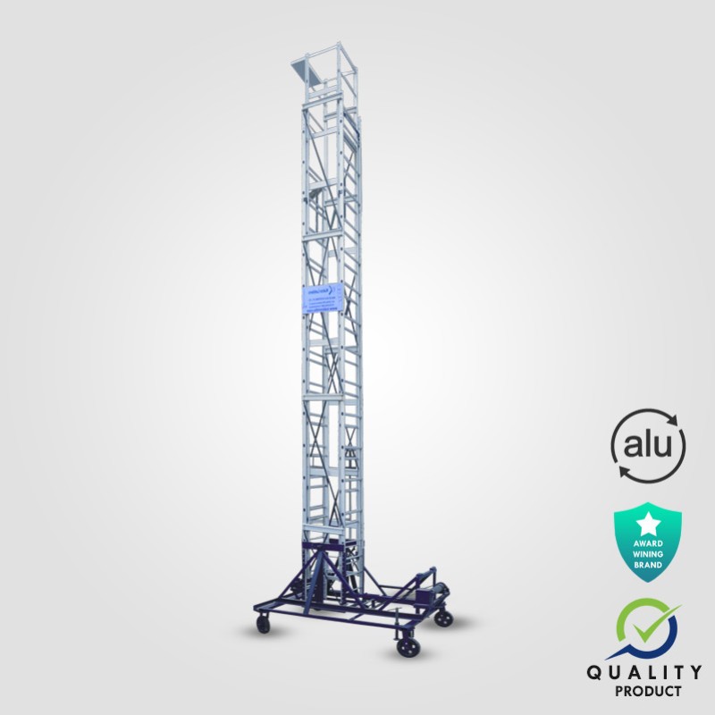 aluminium extendable tower wheel ladder model k 7015 height 20ft 20ft 20ft 6ft x 8ft fs 9ft t very heavy 