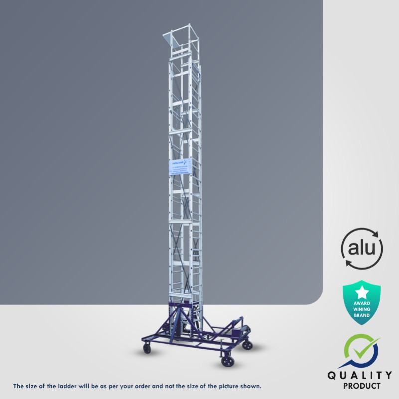 aluminium extendable tower wheel ladder model k 7015 height 22ft 22ft 6ft x 8ft fs 7ft t very heavy 