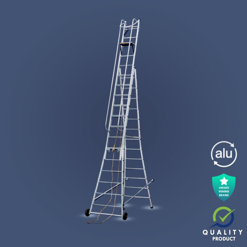 wheel self supporting extension industrial aluminium ladder model k 7009 height 12ft 12ft in medium 