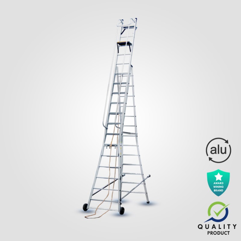 wheel self supporting extension industrial aluminium ladder model k 7009 height 12ft 12ft in heavy 