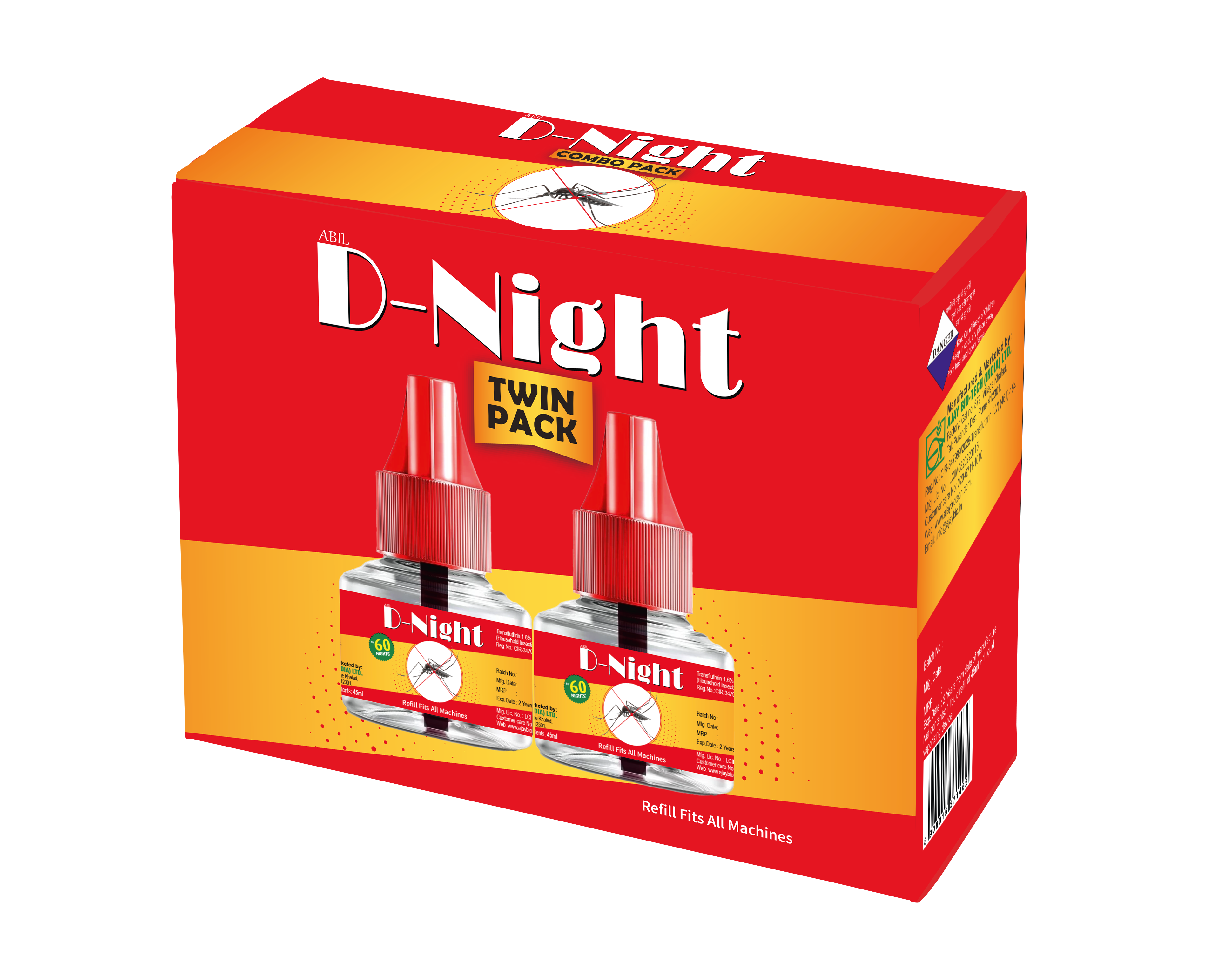 D-Night Mosquito Liquid Vaporizer Twin Pack ( Day & Night protection from Mosquito. )